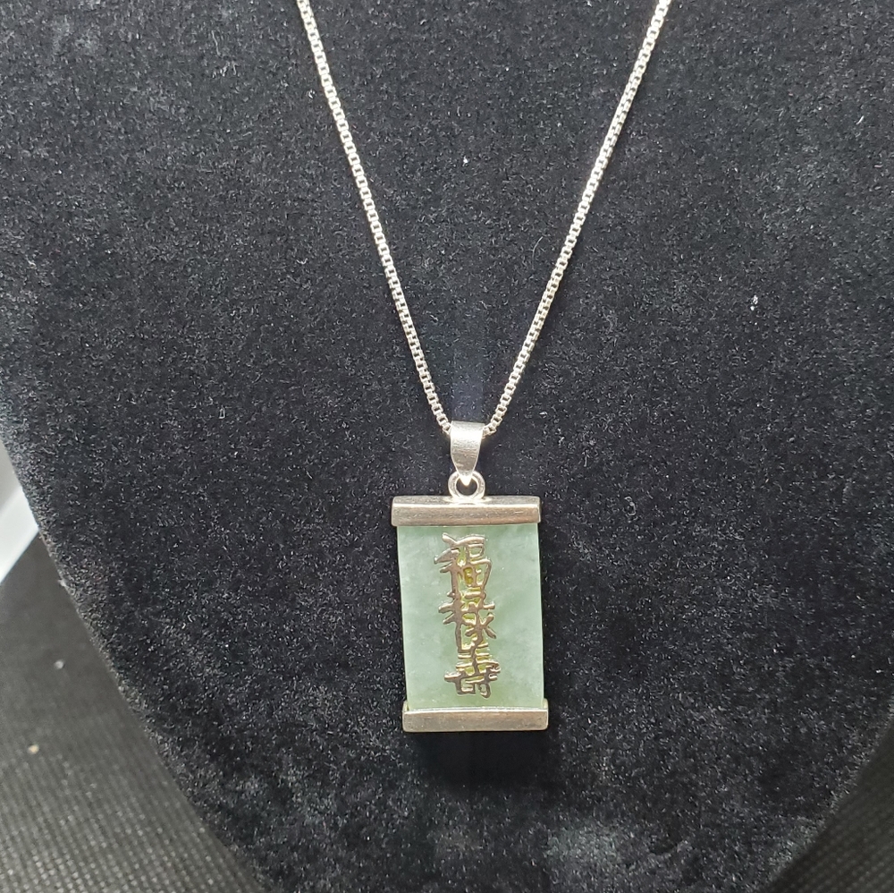 Jade silver necklace